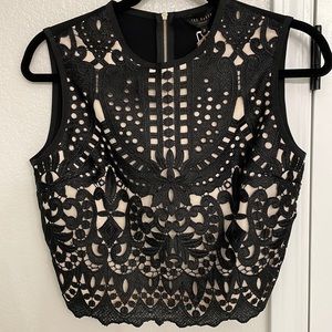 Ted Baker Black Lace Crop Top Sz4 NWT